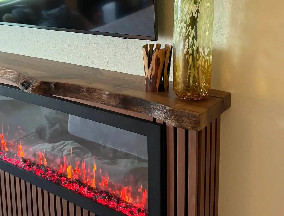 Custom Live Edge Walnut Wood Mantel Shelf, photo 3 of 4