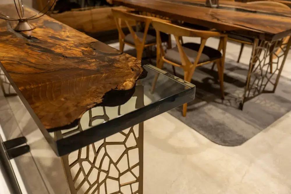 Walnut wood and resin sofa & entry table | Voronoi collection by Gizz