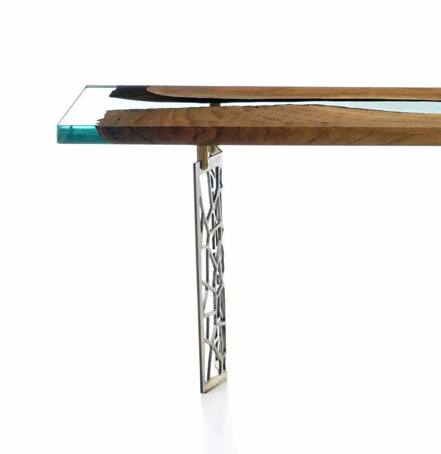 Walnut wood and resin sofa & entry table | Voronoi collection, photo 4 of 10