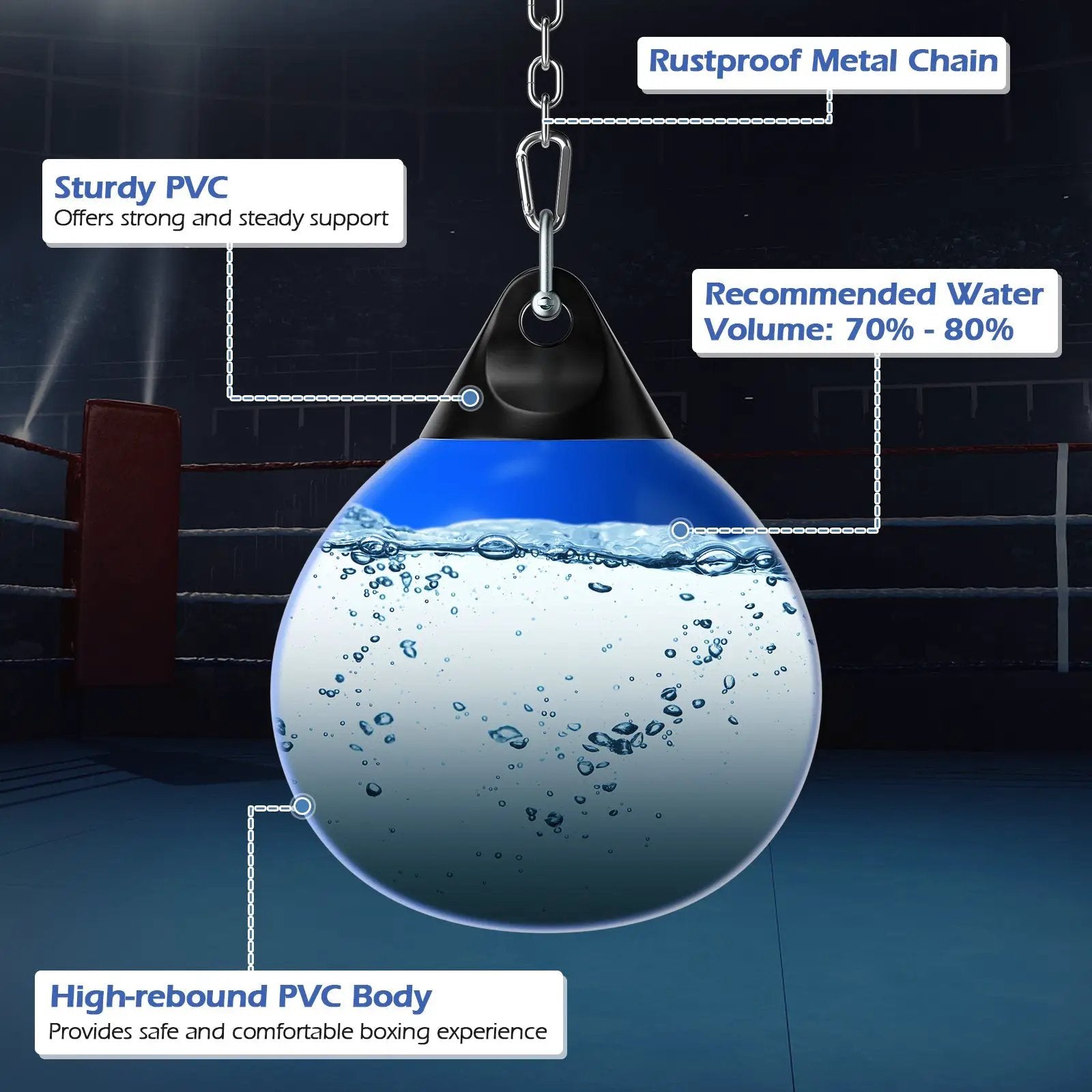 21 Inch Water Punching Bag with Adjustable Metal Chain by DirectDeals