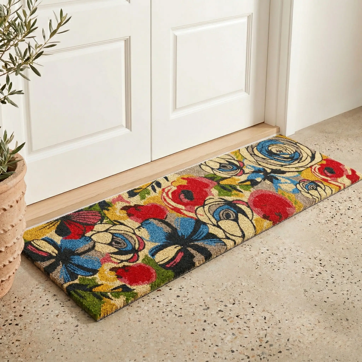 Watercolor Floral Coir Doormat, photo 9 of 23