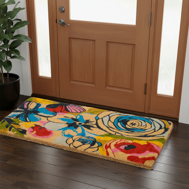 Watercolor Floral Coir Doormat by Fab Habitat