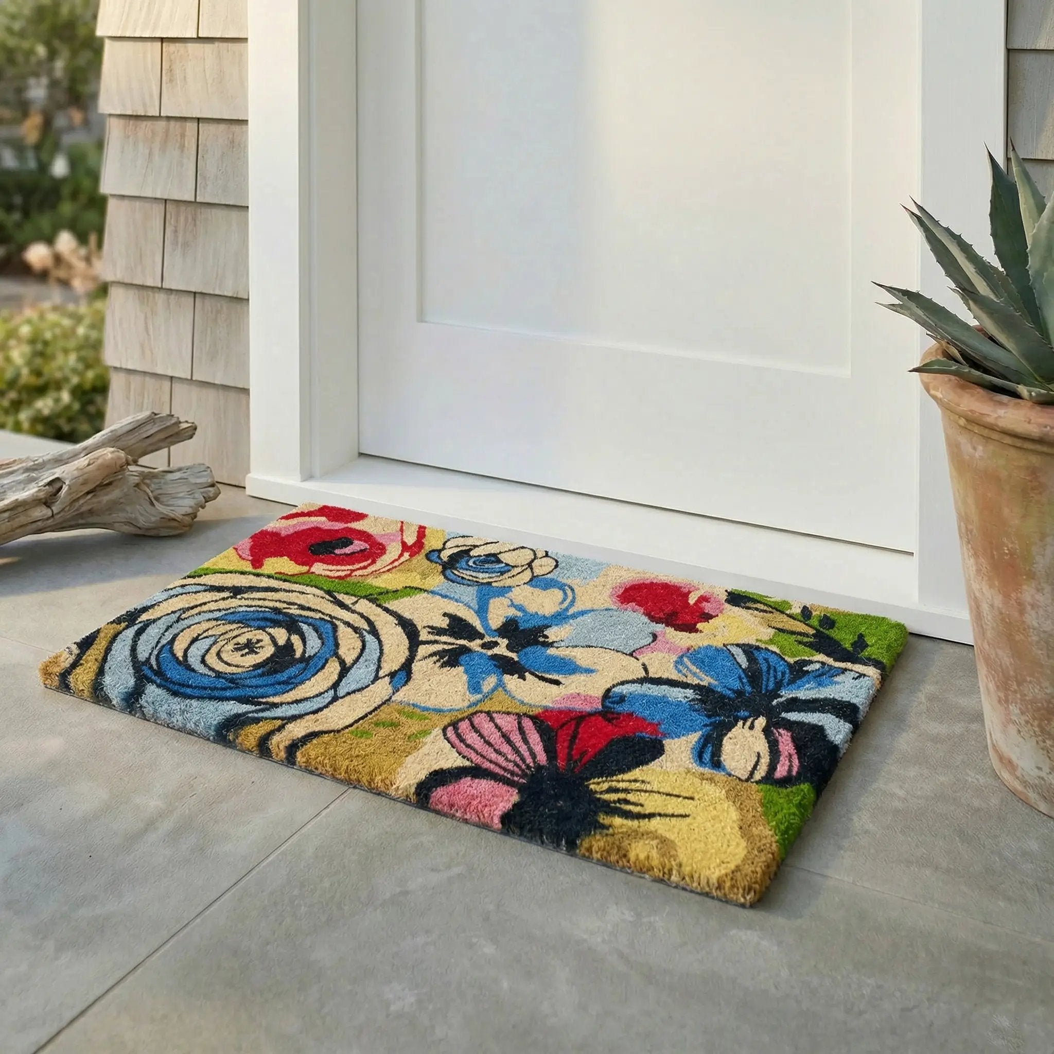 Watercolor Floral Coir Doormat by Fab Habitat