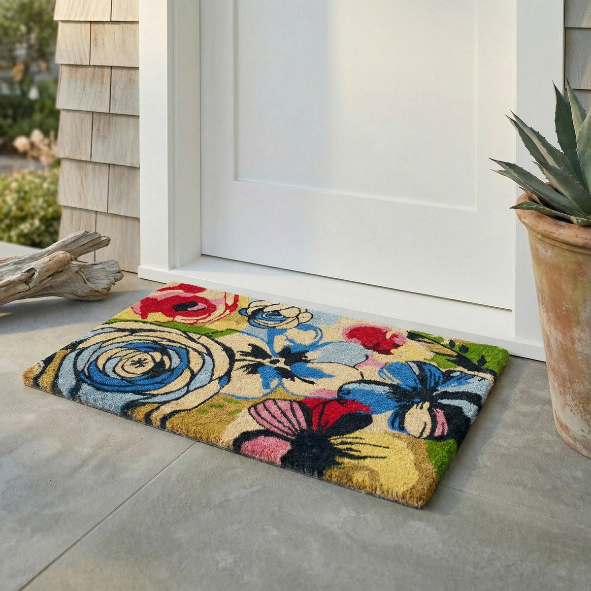 Watercolor Floral Multicolor Coir Doormat, photo 3 of 23