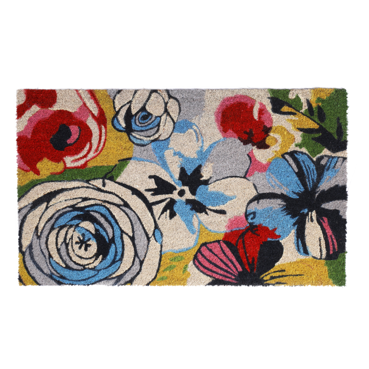 Watercolor Floral Multicolor Coir Doormat, photo 7 of 23