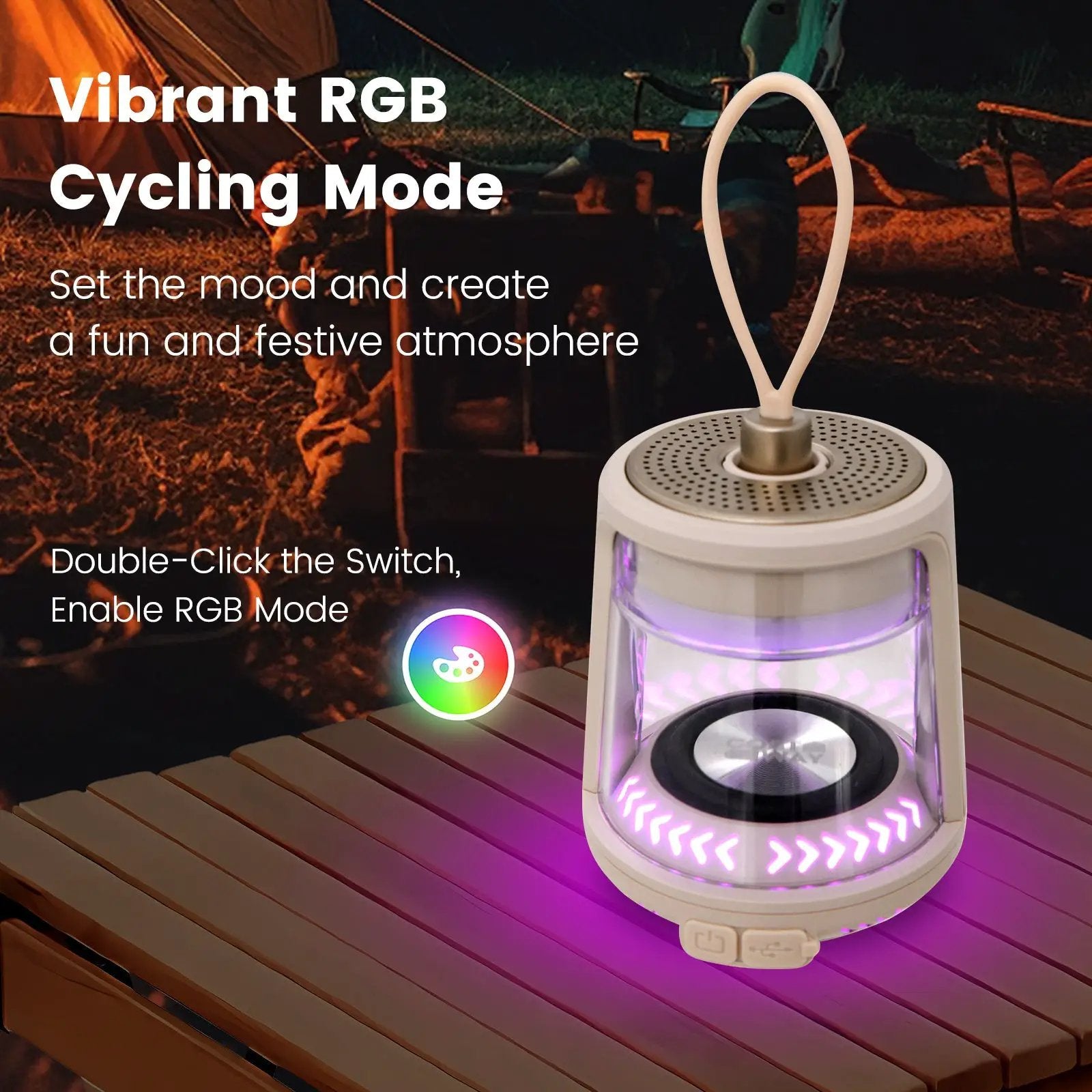 Outdoor Waterproof Camping Lantern Speaker with 3 LED Light Colors by DirectDeals