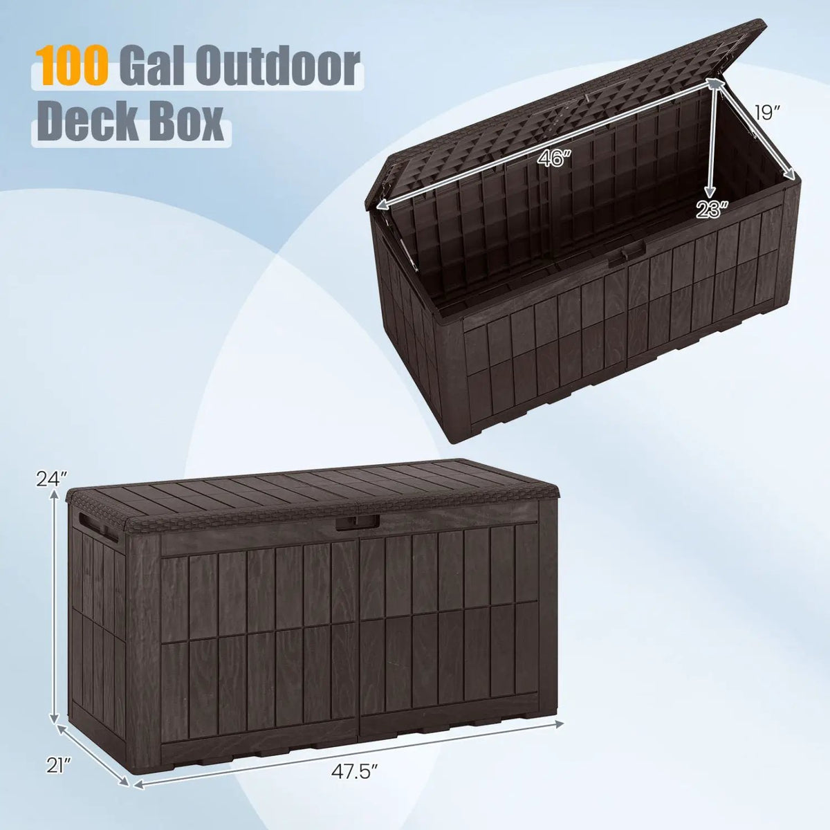 100 Gallon Outdoor Deck Box with Lockable Lid, photo 13 of 24