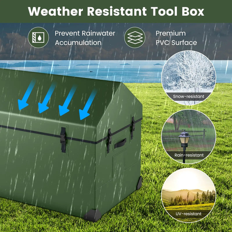 Waterproof Outdoor Storage Box with Ventilated Window Adjustable Snap-Green by DirectDeals