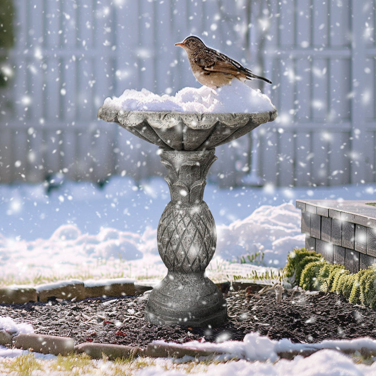 Concrete Pineapple Bird Bath Classical Pedestal 24 Inch, photo 6 of 12