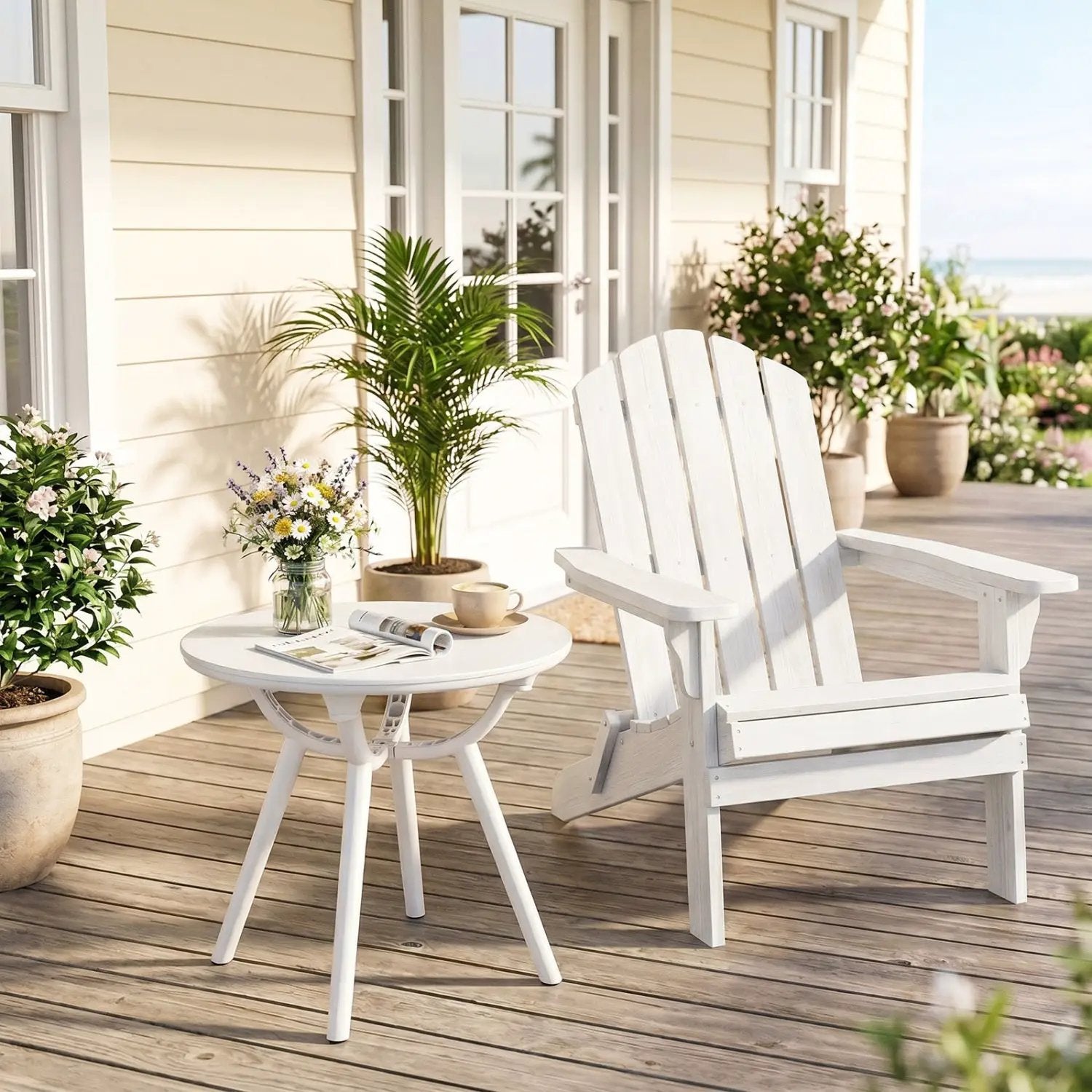 Weather-Resistant Circular Small End Table for Poolside and Balcony by DirectDeals