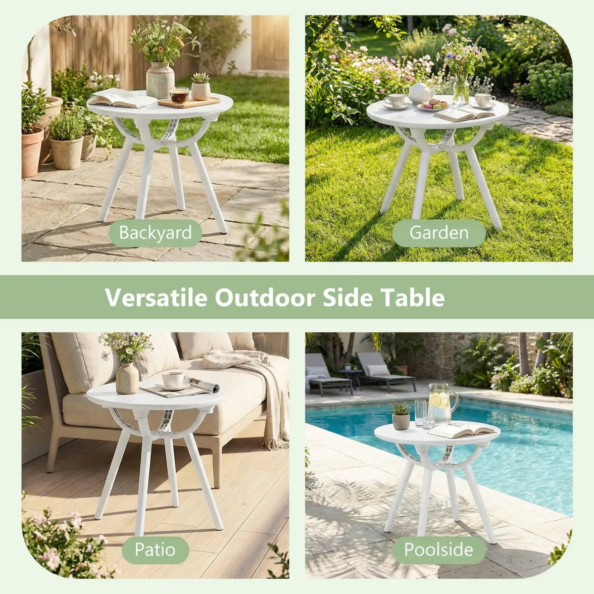 Weather-Resistant Circular Small End Table for Poolside and Balcony, photo 13 of 16