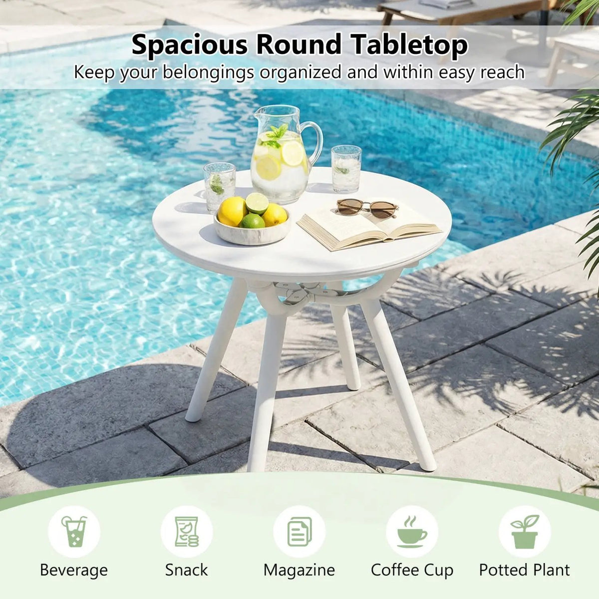 Weather-Resistant Circular Small End Table for Poolside and Balcony, photo 8 of 16