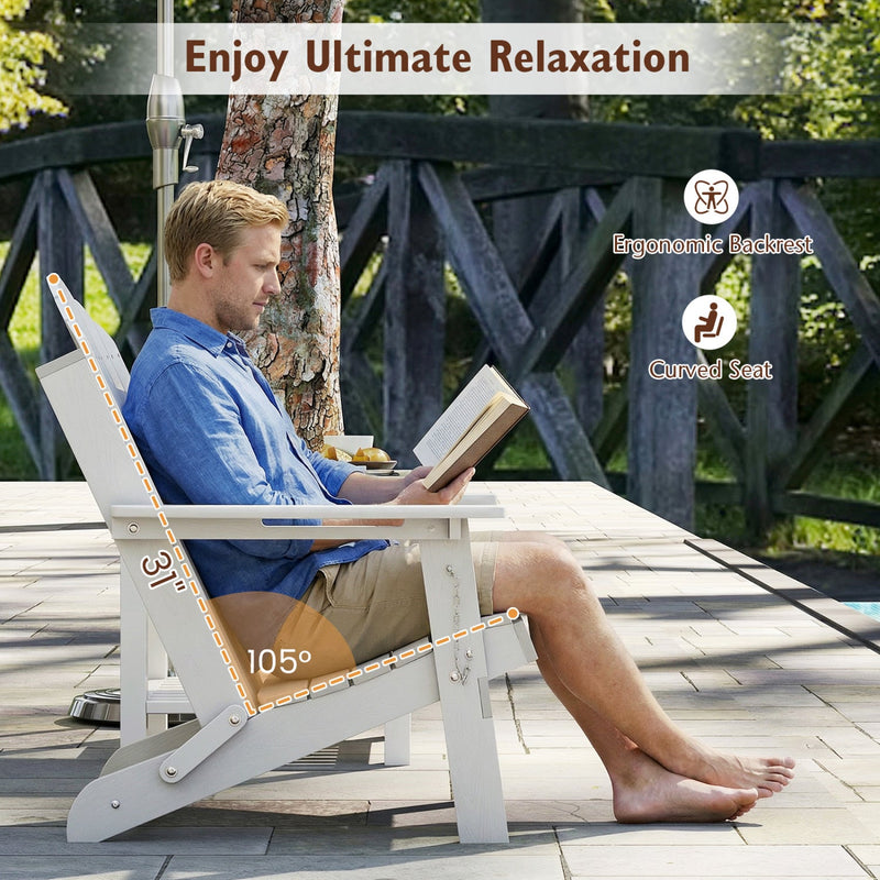 Folding Adirondack Chair with High Backrest - HDPE Weather Resistant by DirectDeals