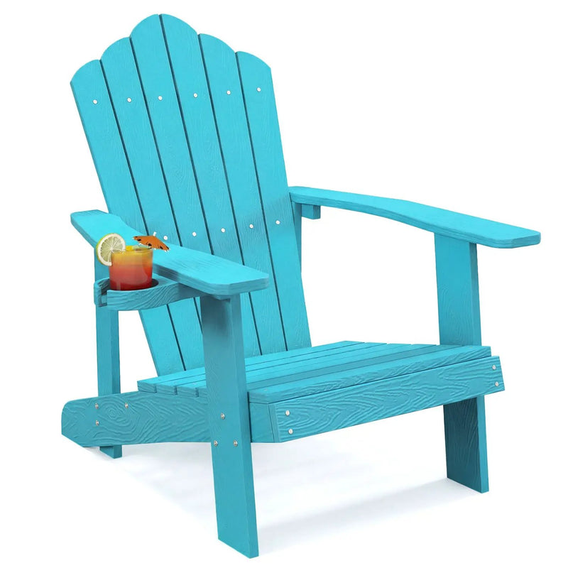 Weather Resistant HIPS Outdoor Adirondack Chair with Cup Holder by DirectDeals
