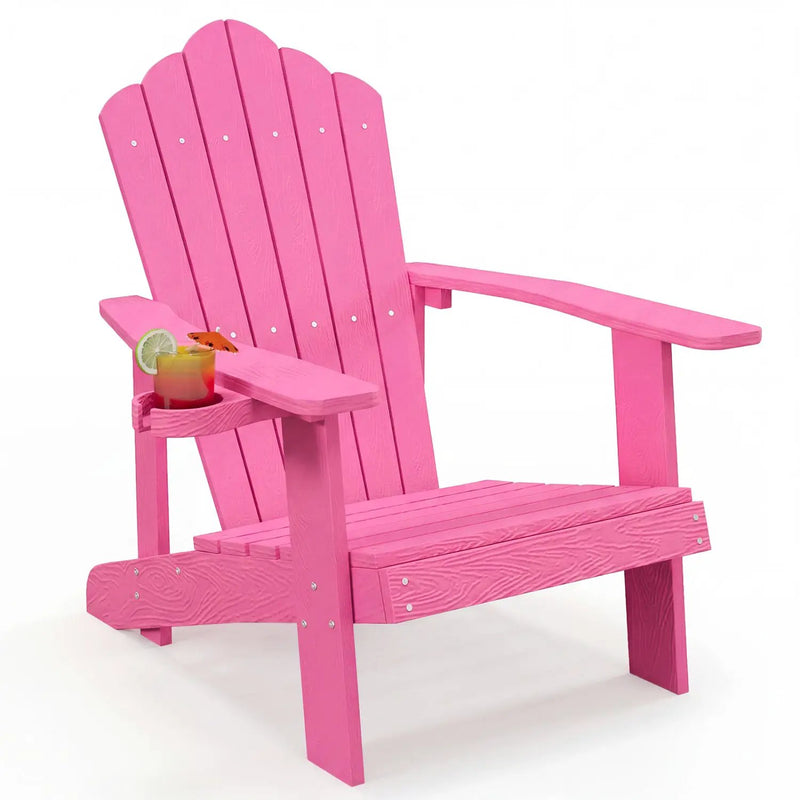 Weather Resistant HIPS Outdoor Adirondack Chair with Cup Holder by DirectDeals