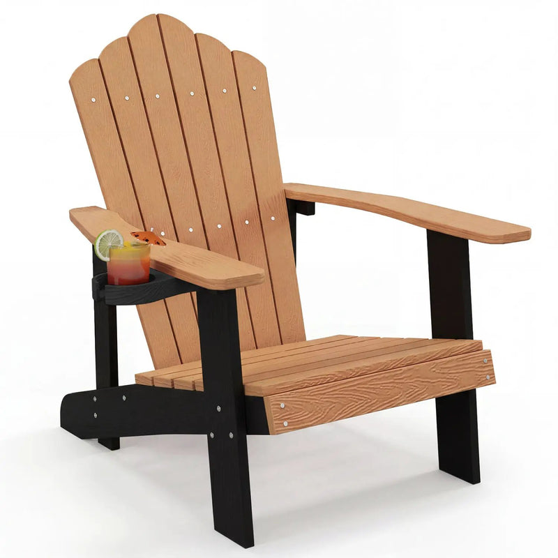 Weather Resistant HIPS Outdoor Adirondack Chair with Cup Holder by DirectDeals
