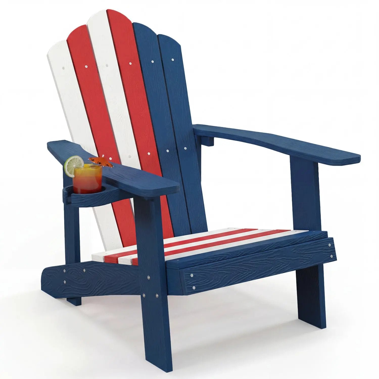 Weather Resistant HIPS Outdoor Adirondack Chair with Cup Holder by DirectDeals