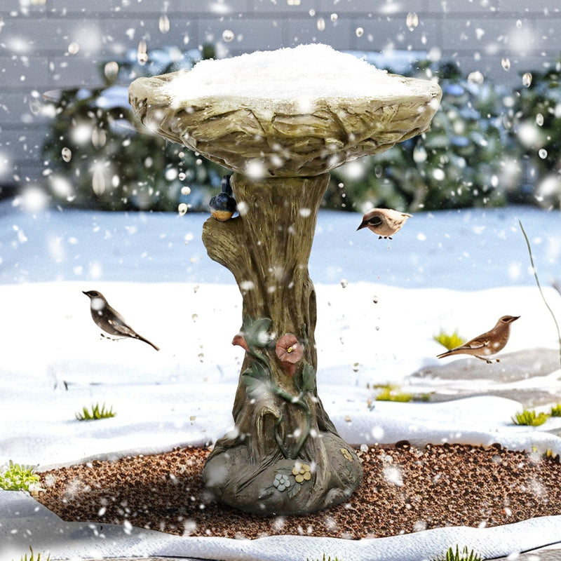 Concrete Bird Bath Rustic Trunk with Vines 24 Inch, photo 5 of 11