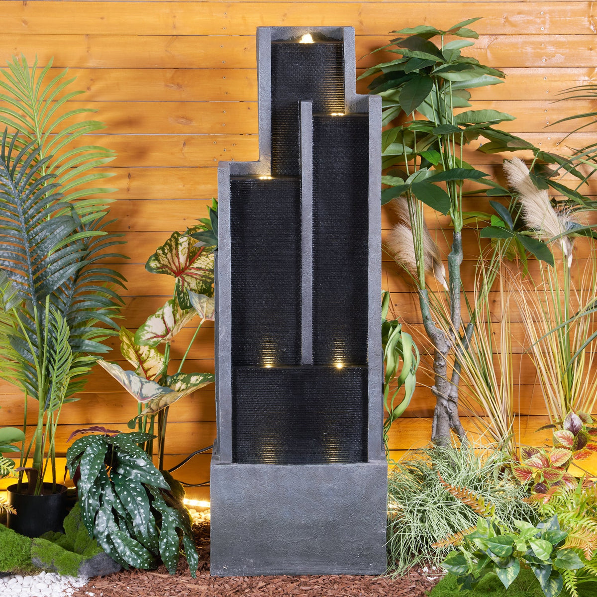Resin Ribbed Slate Outdoor Water Fountain Quiet 50 in, photo 5 of 12