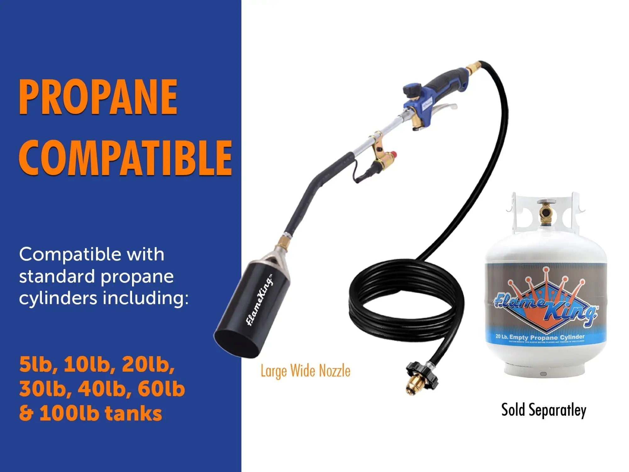Flame King Auto Ignition Heavy Duty Propane Torch Weed Burner 340,000 BTU with Blast Trigger by Flame King Products