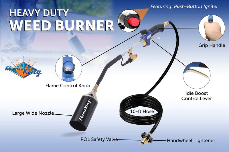 Flame King Auto Ignition Heavy Duty Propane Torch Weed Burner 340,000 BTU with Blast Trigger by Flame King Products