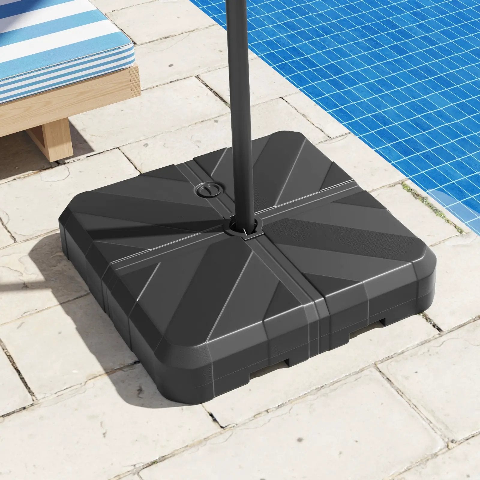 Weighted Offset Umbrella Base with Cross Bracket and Cut-out Handles by DirectDeals
