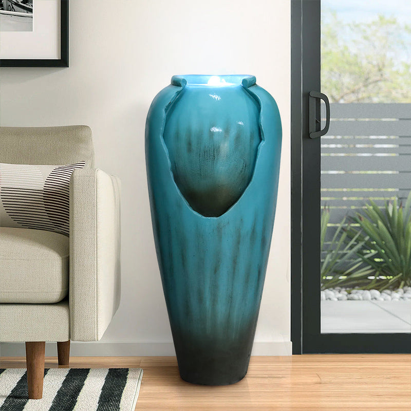 Resin Glazed Cutout Urn Outdoor Water Fountain 30 Inch, photo 5 of 12