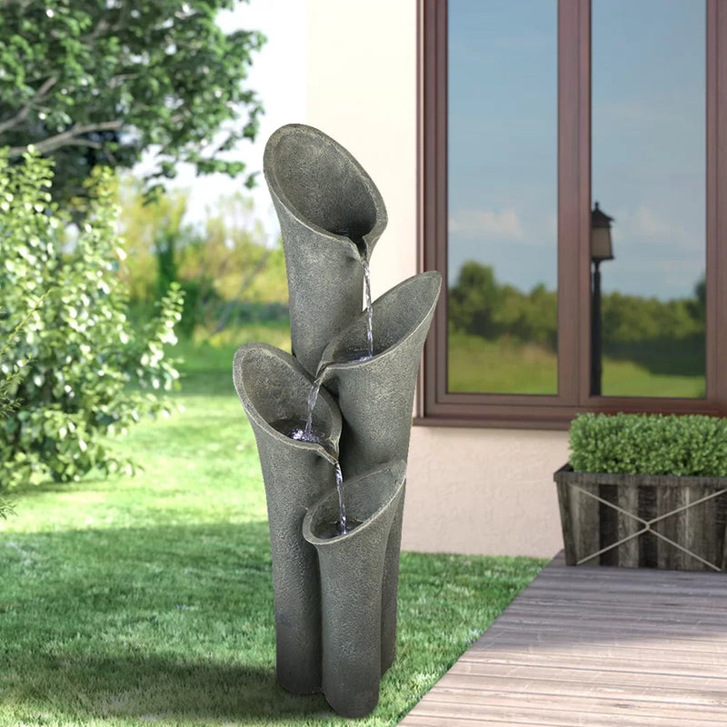 Concrete Trumpet Flower Outdoor Fountain 33 Inch, photo 3 of 11