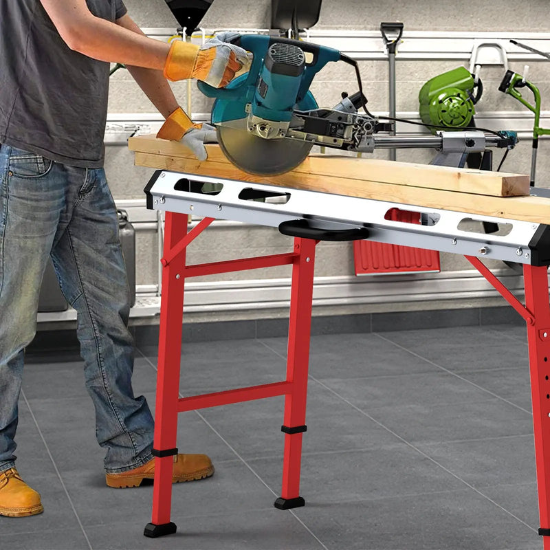 42 Inches x 21 Inches Welding Table with Adjustable Height and 2 Bar Clamps-Silver by DirectDeals