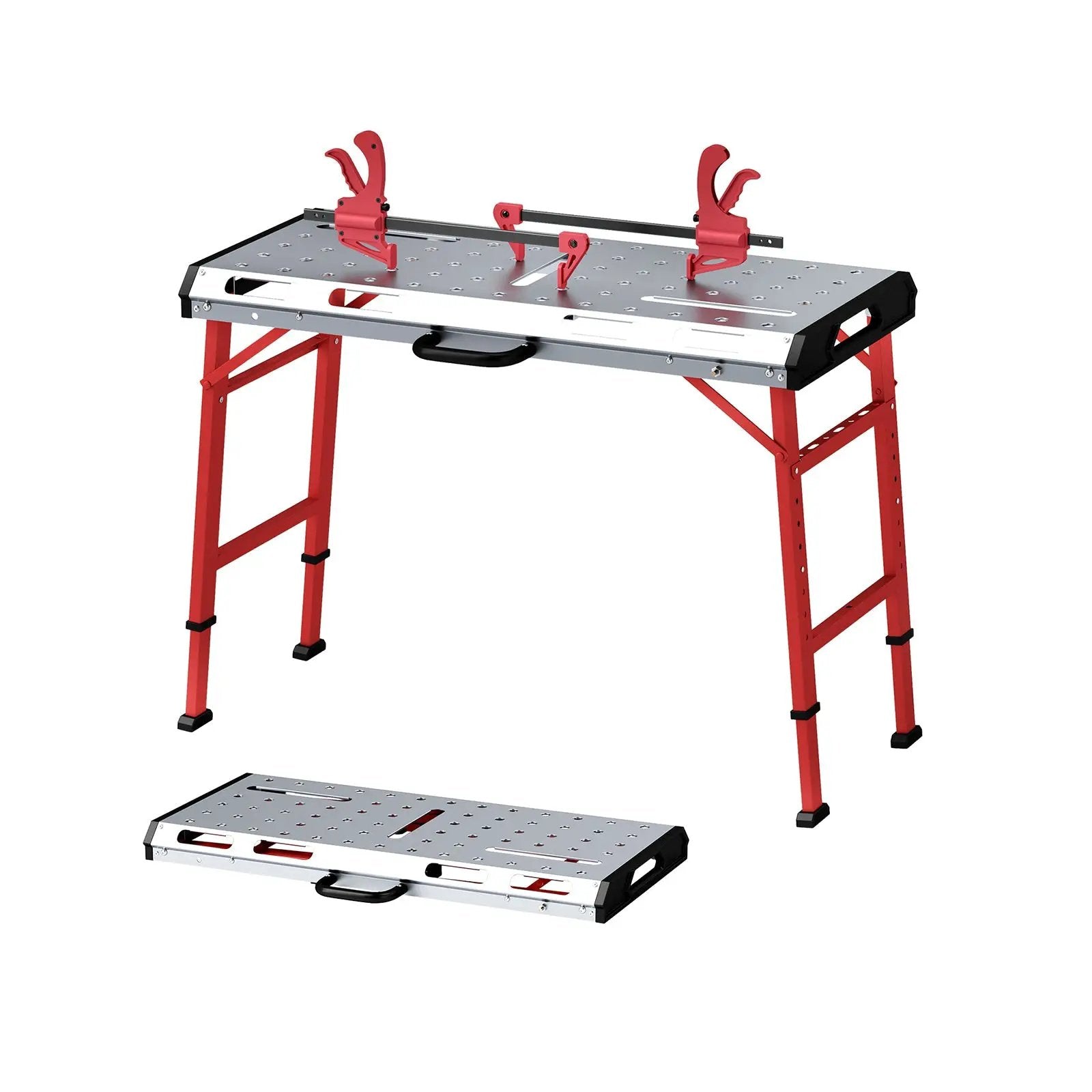 42 Inches x 21 Inches Welding Table with Adjustable Height and 2 Bar Clamps-Silver by DirectDeals