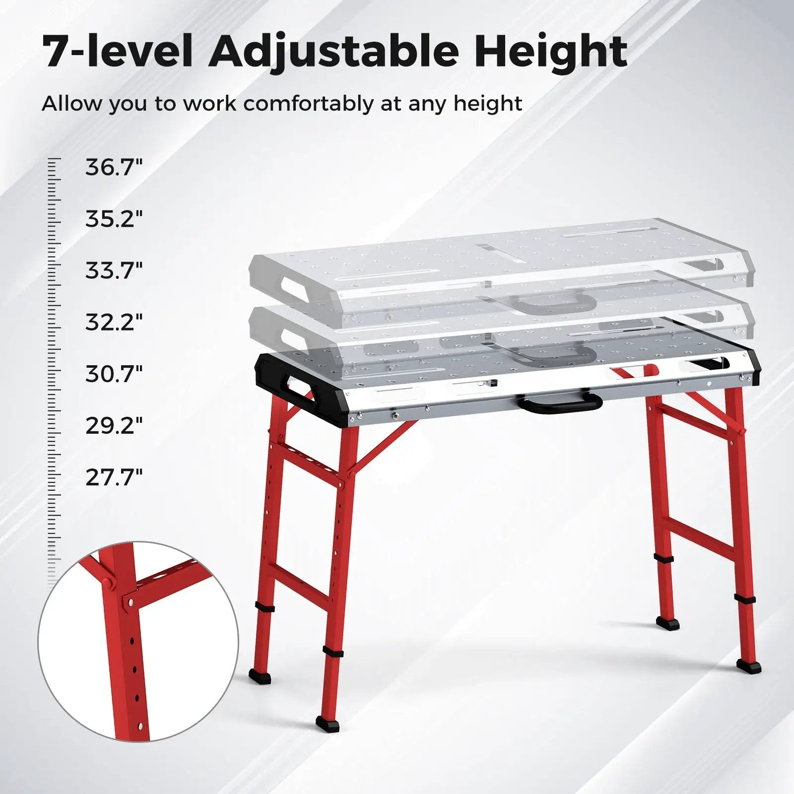 42 Inches x 21 Inches Welding Table with Adjustable Height and 2 Bar Clamps-Silver by DirectDeals