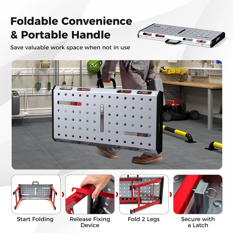 42 Inches x 21 Inches Welding Table with Adjustable Height and 2 Bar Clamps-Silver by DirectDeals