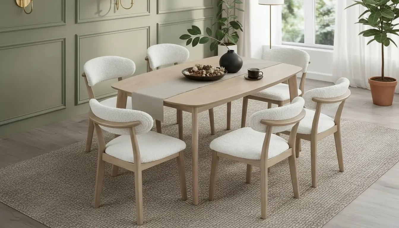ACTU Scandinavian Dining Table Set with Upholstered Chairs for Small Spaces (Seats 4–6) by ACTU FURNITURE