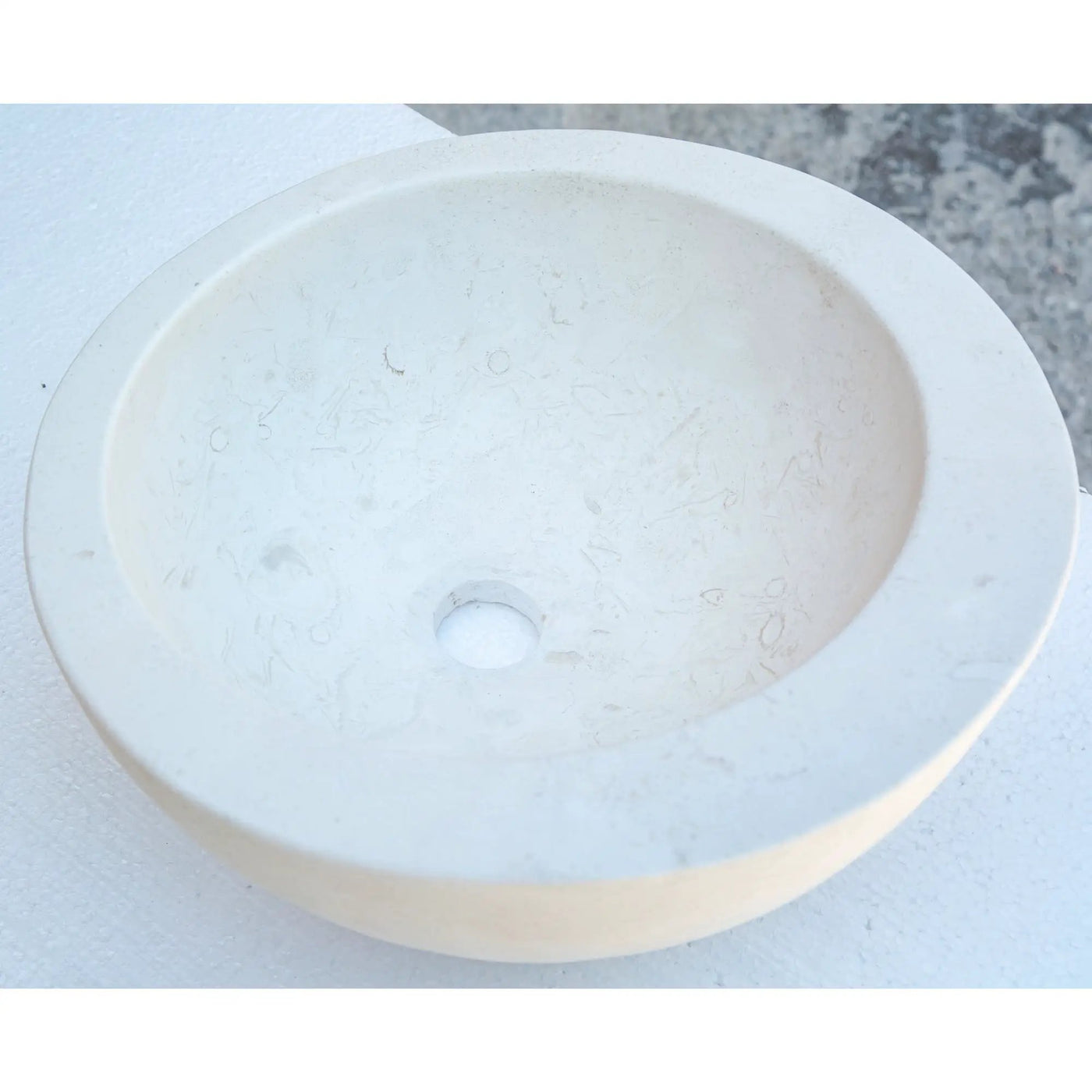 White Fossil Limestone Natural Stone Vessel Sink - Sloped Rim by GobekDesign