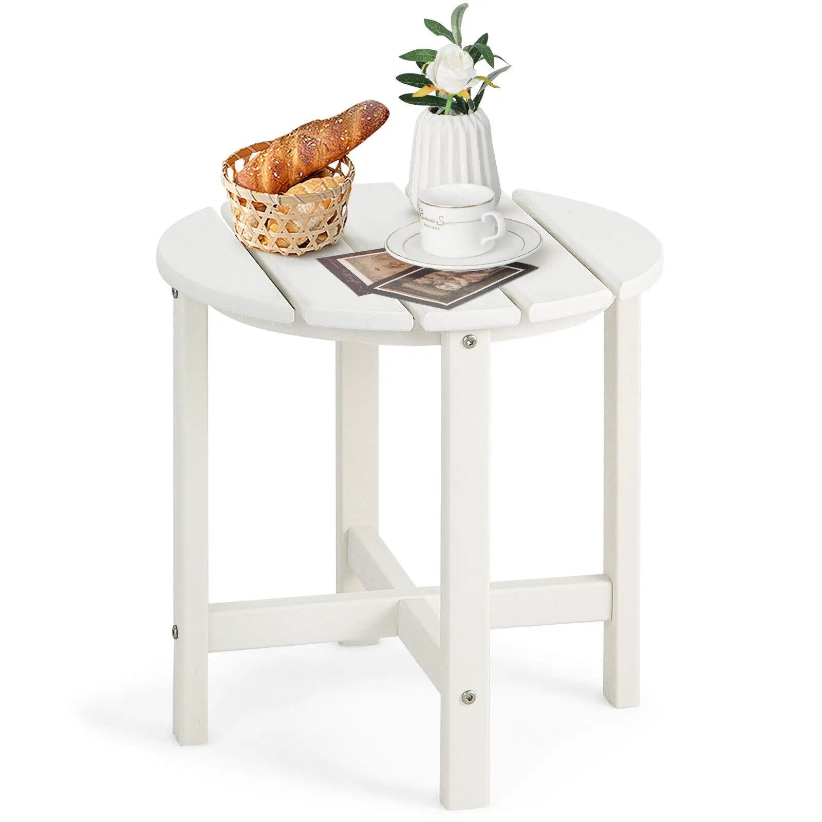 18 Inch Round Weather-Resistant Adirondack Side Table by DirectDeals