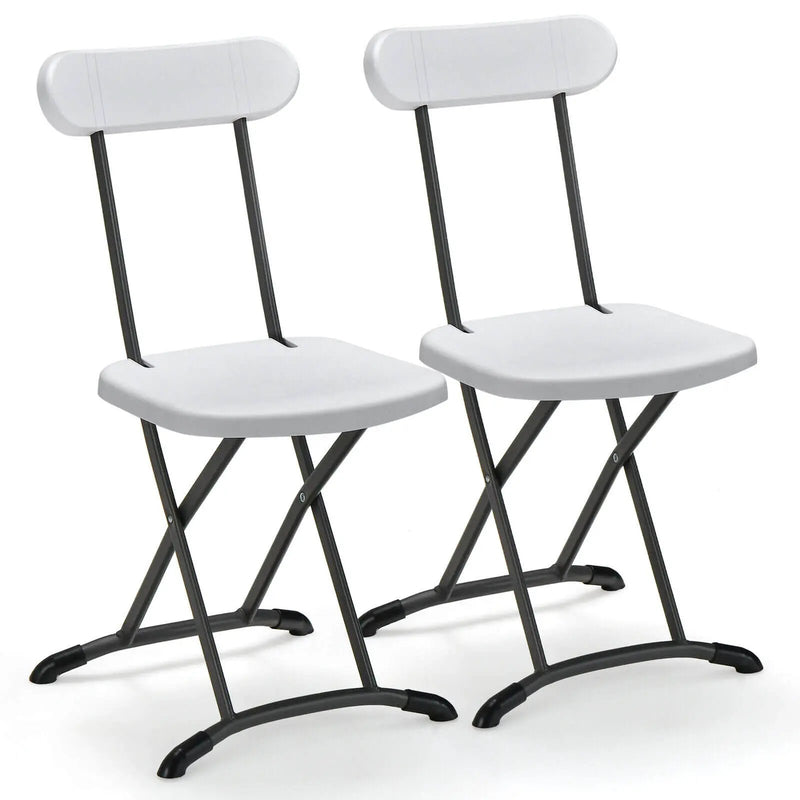 2 Pieces Outdoor Folding Chair Set with Sturdy Frame and Ergonomic Backrest by DirectDeals