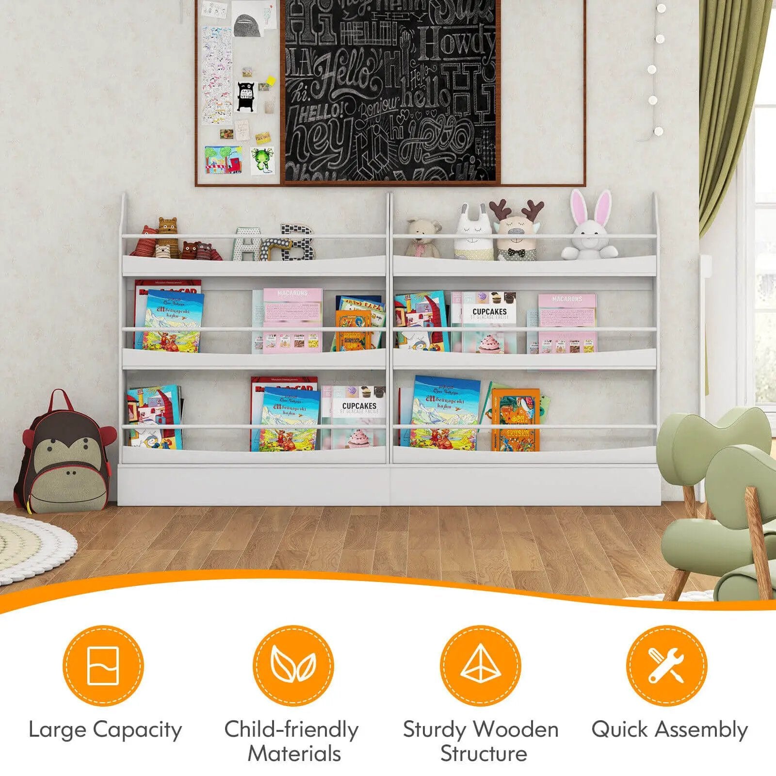 3-Tier Bookshelf with 2 Anti-Tipping Kits for Books and Magazines by DirectDeals