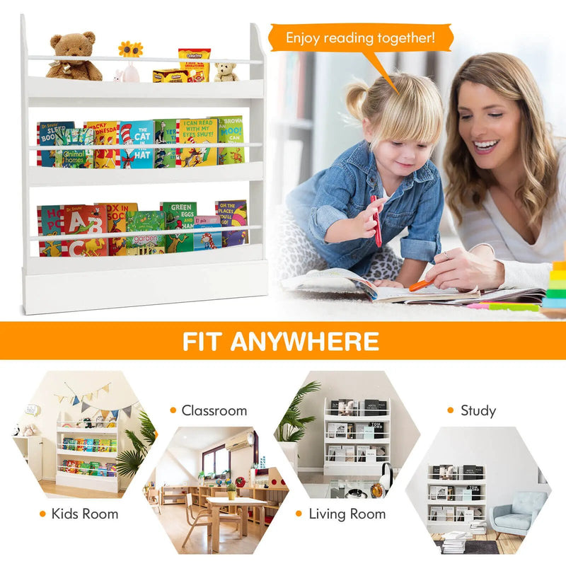 3-Tier Bookshelf with 2 Anti-Tipping Kits for Books and Magazines by DirectDeals