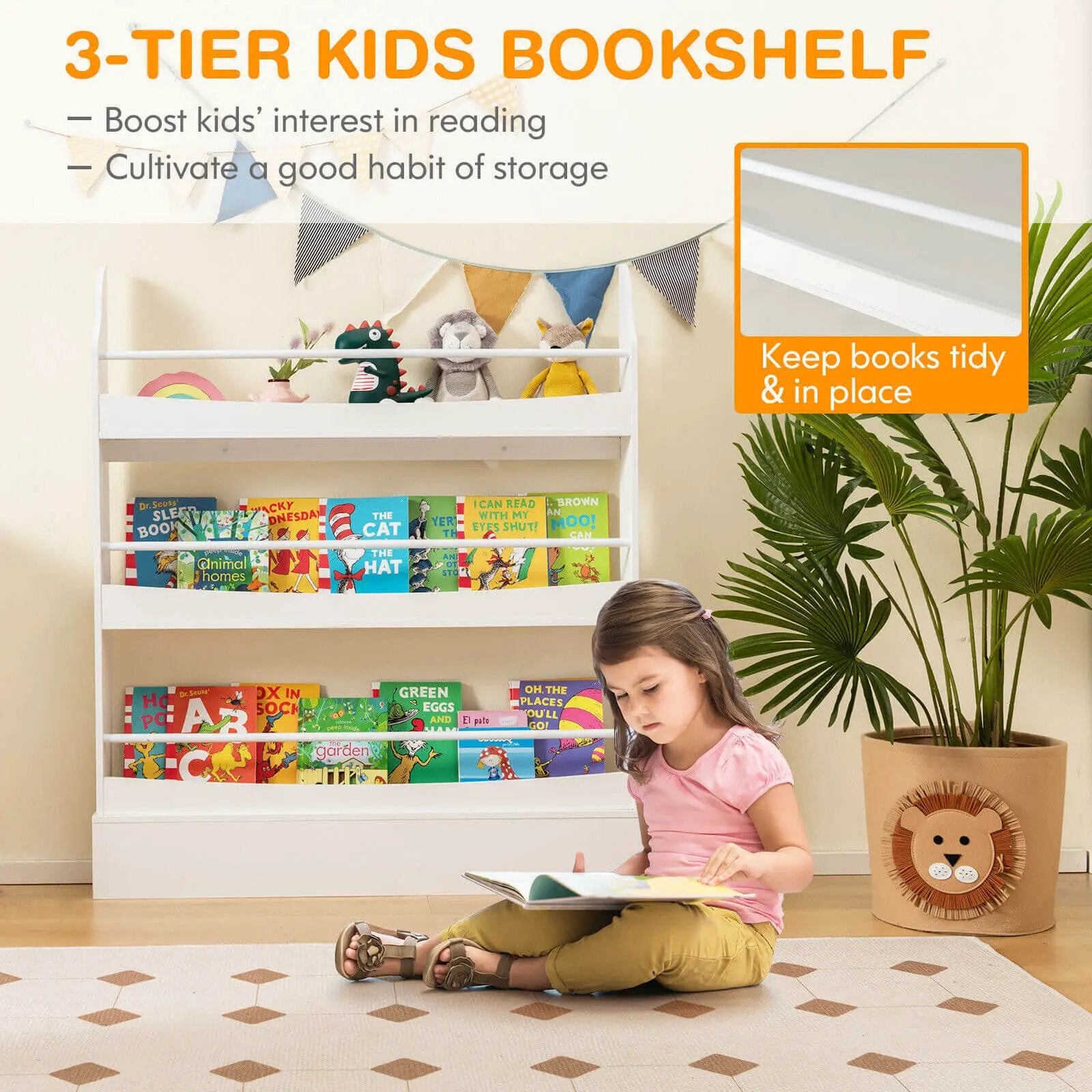 3-Tier Bookshelf with 2 Anti-Tipping Kits for Books and Magazines by DirectDeals