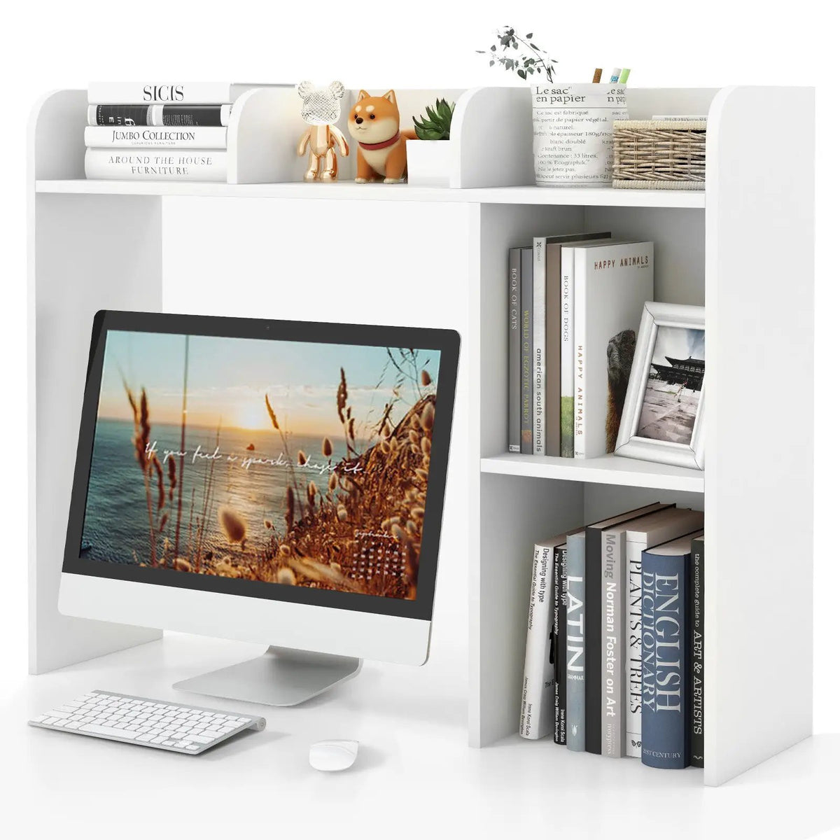 3-Tier Multipurpose Desk Bookshelf with 4 Shelves, photo 10 of 13