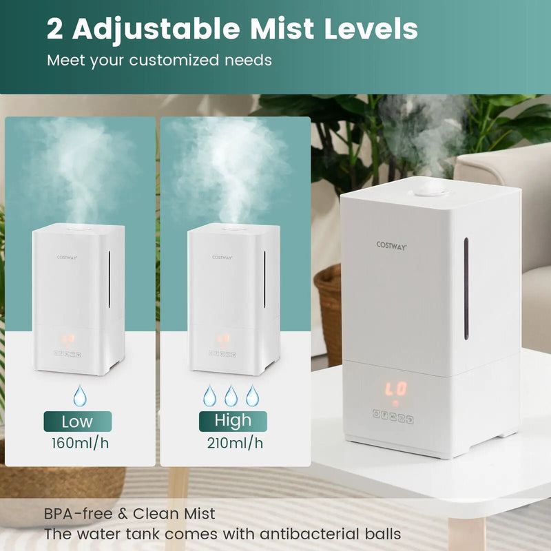 4L Ultrasonic Humidifier with Essential Oil Diffuser and 2 Mist Levels-White by DirectDeals