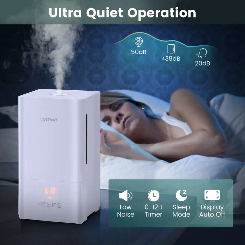 4L Ultrasonic Humidifier with Essential Oil Diffuser and 2 Mist Levels-White by DirectDeals
