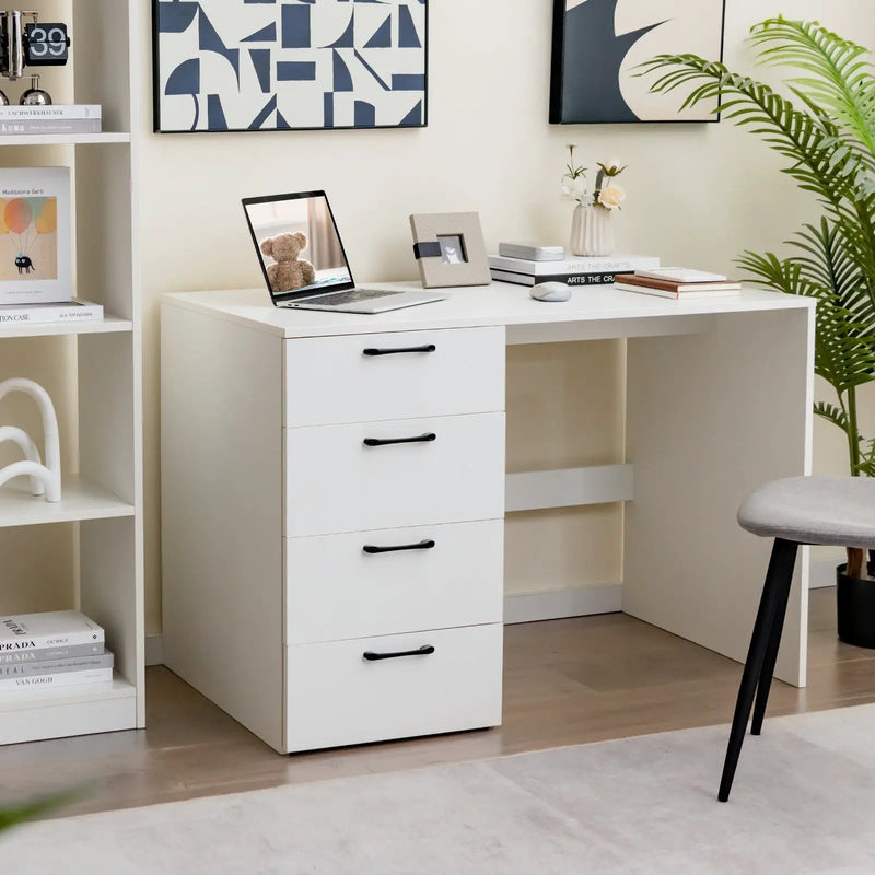 43.5 Inch Computer Desk with 4 Large Drawers-White by DirectDeals