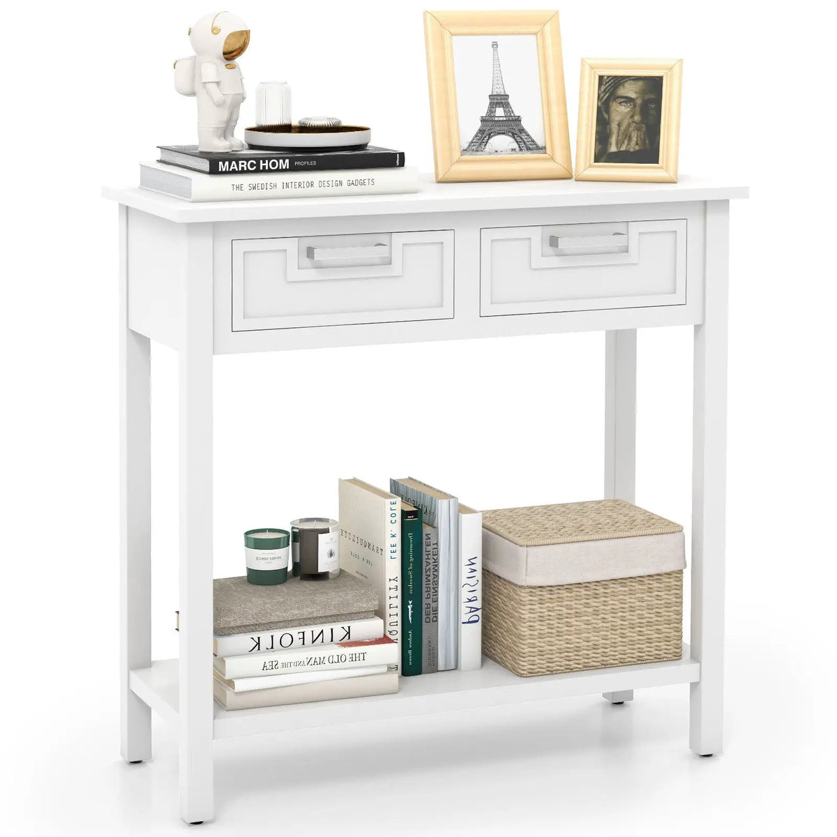 Narrow Console Table with Drawers and Open Storage Shelf, photo 21 of 24