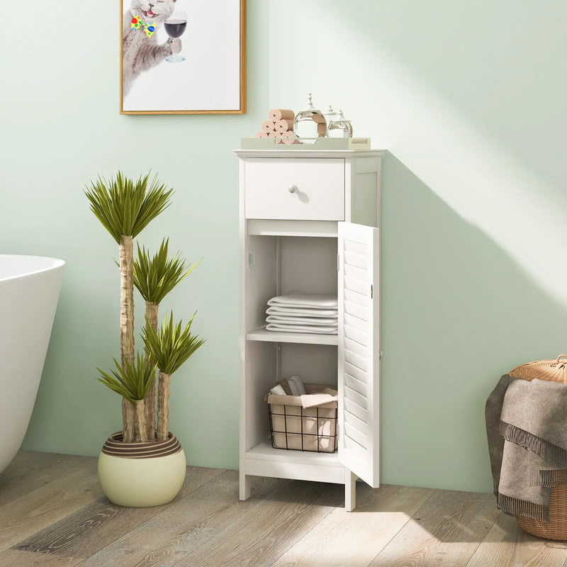 Woodern Bathroom Floor Storage Cabinet with Drawer and Shutter Door by DirectDeals