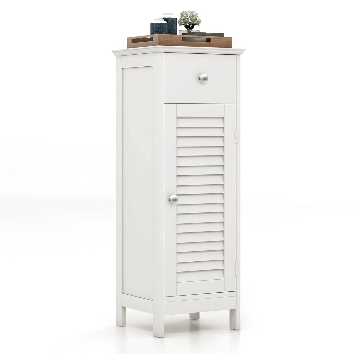 Woodern Bathroom Floor Storage Cabinet with Drawer and Shutter Door, photo 8 of 16