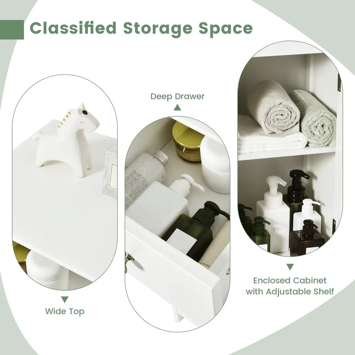 Woodern Bathroom Floor Storage Cabinet with Drawer and Shutter Door, photo 14 of 16