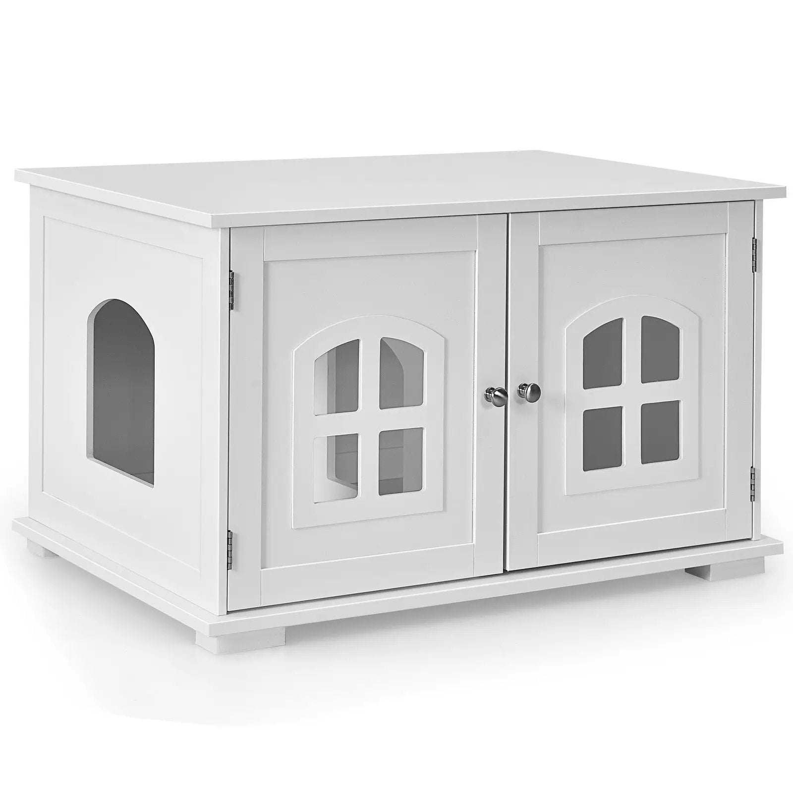 Large Wooden Cat Litter Box Enclosure Hidden Cat Washroom with Divider by DirectDeals