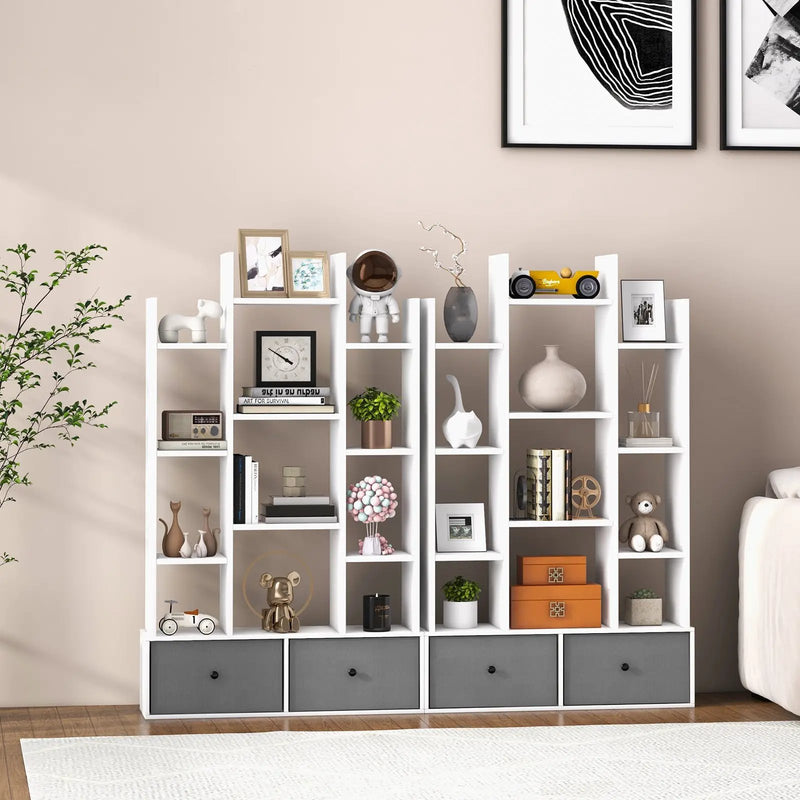 12-Tier Open-Back Freestanding Bookshelf with Drawer by DirectDeals