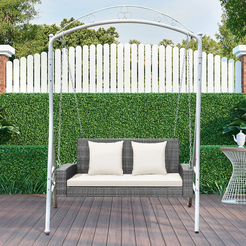 2-Person Patio PE Wicker Hanging Porch Swing Bench Chair Cushion 800 Pounds by DirectDeals
